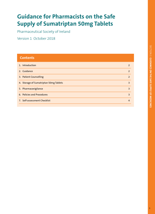 Guidance for Pharmacists on the Safe Supply of Sumatriptan 50mg Tablets pdf cover