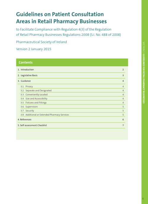 Guidelines on Patient Consultation Areas in Retail Pharmacy Businesses pdf cover